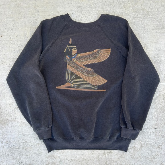 Hanes Other - Vintage 80s ART Sweatshirt Large Black Egyptian Goddess Isis Graphic Boxy USA